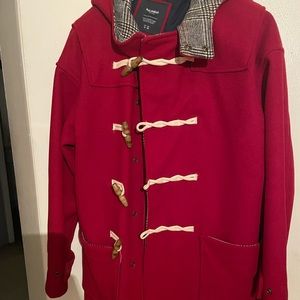 HOODED RED PARKA COAT SIZE M